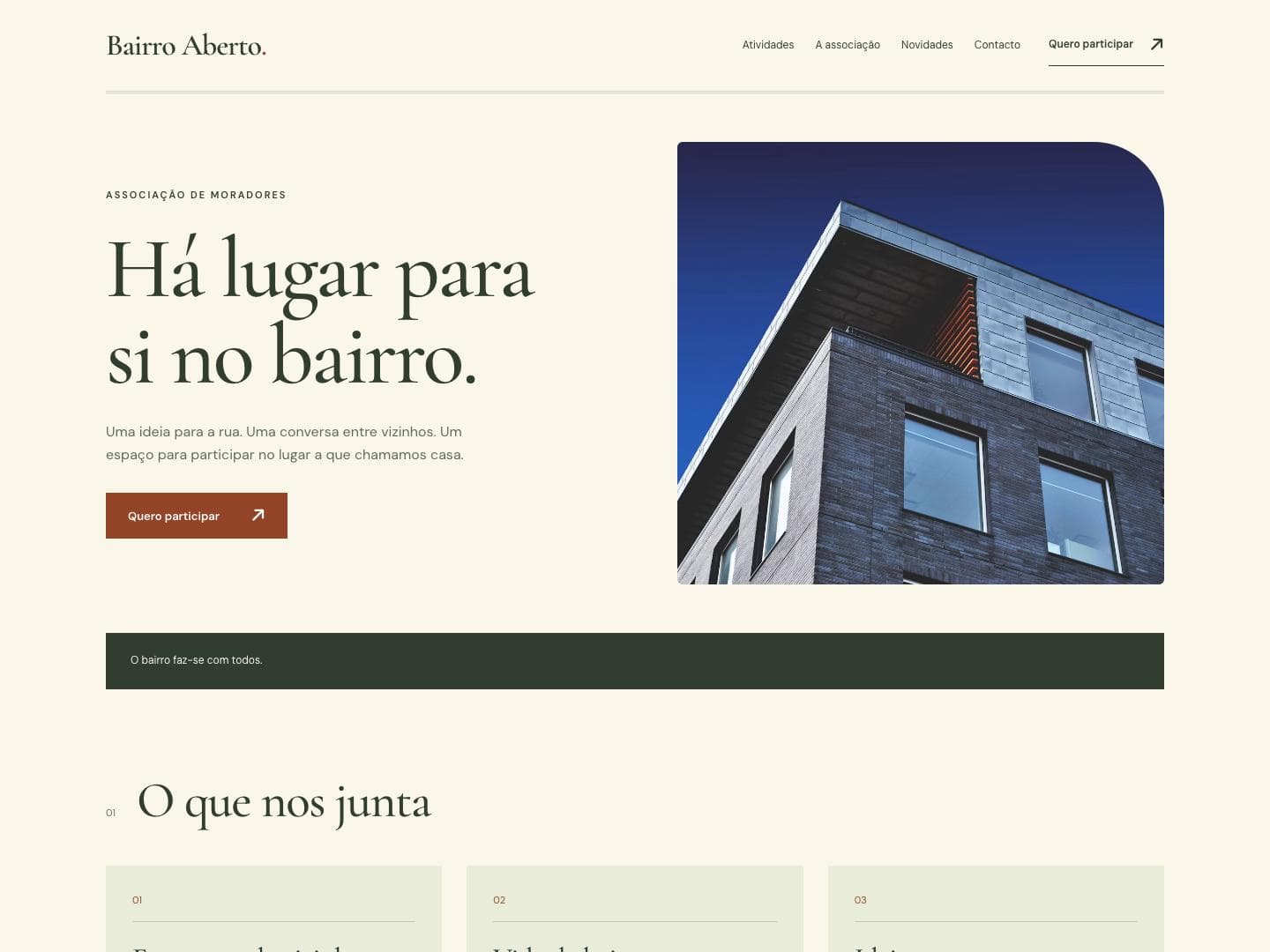 Site de exemplo do modelo Bairro