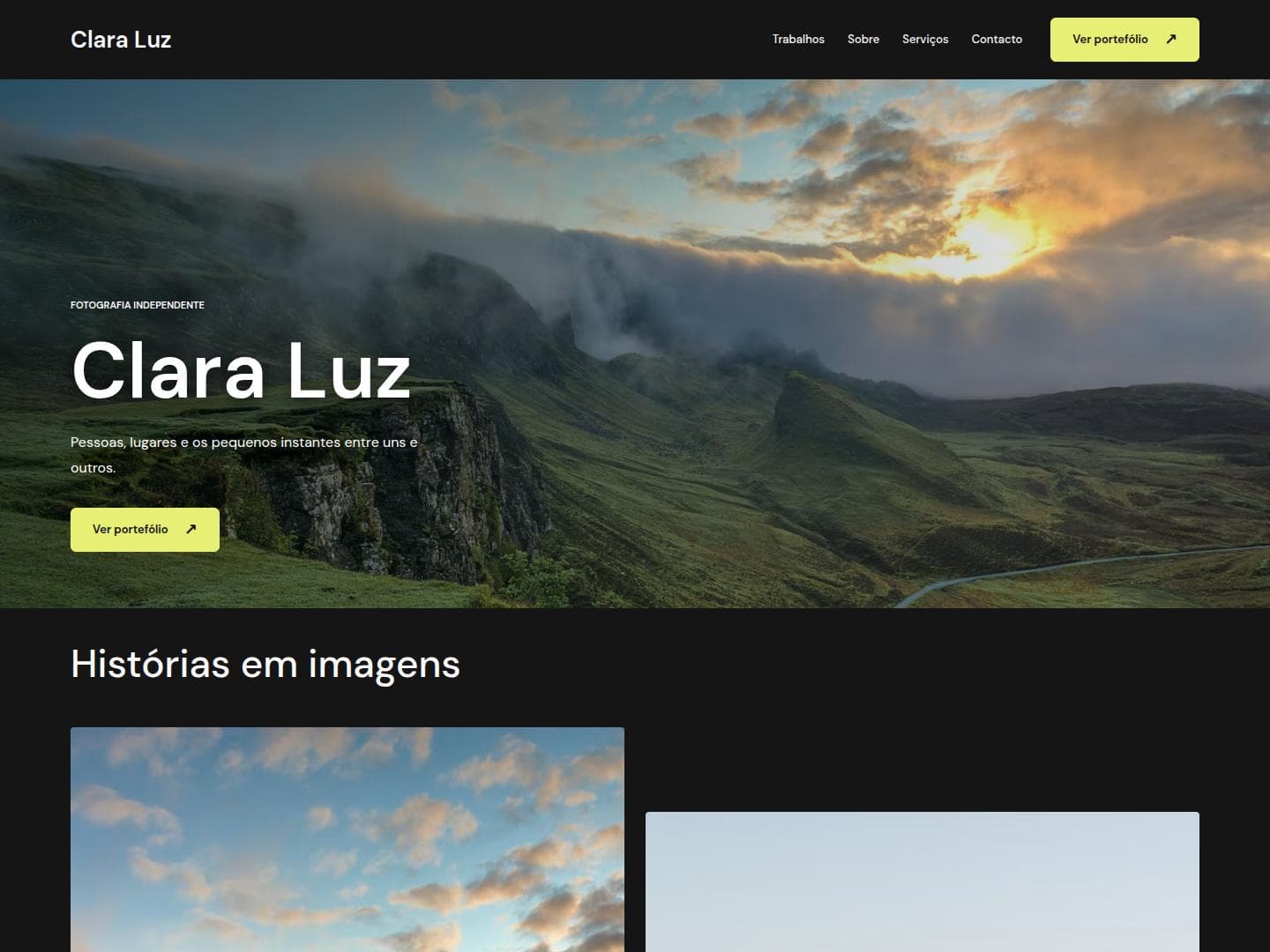 Site de exemplo do modelo Frame