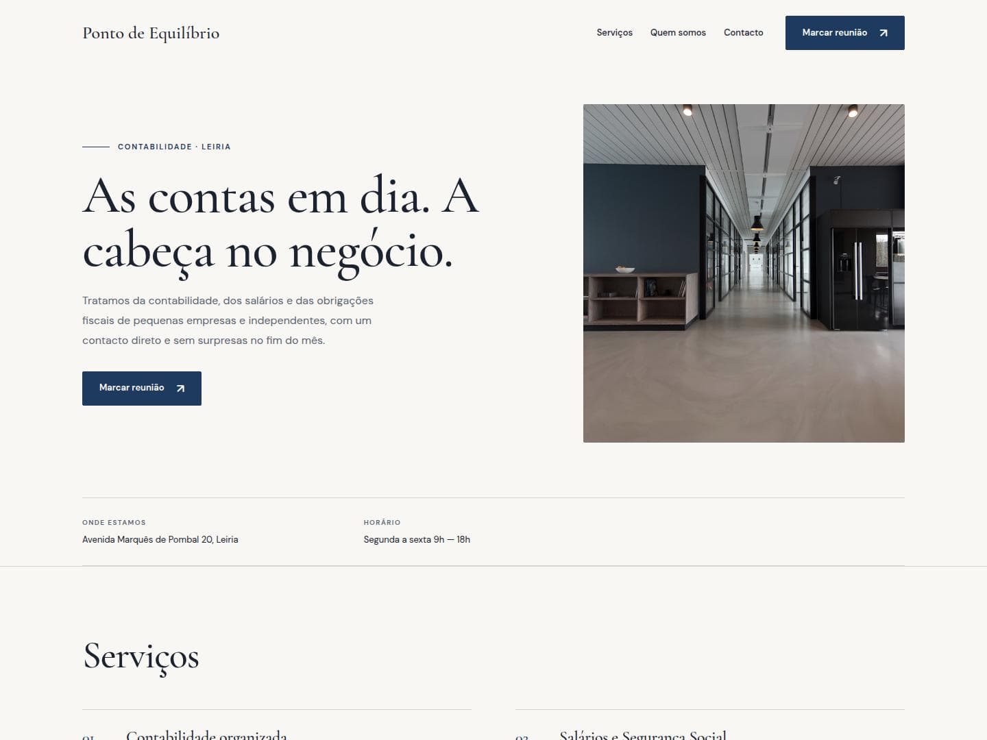 Site de exemplo do modelo Gabinete