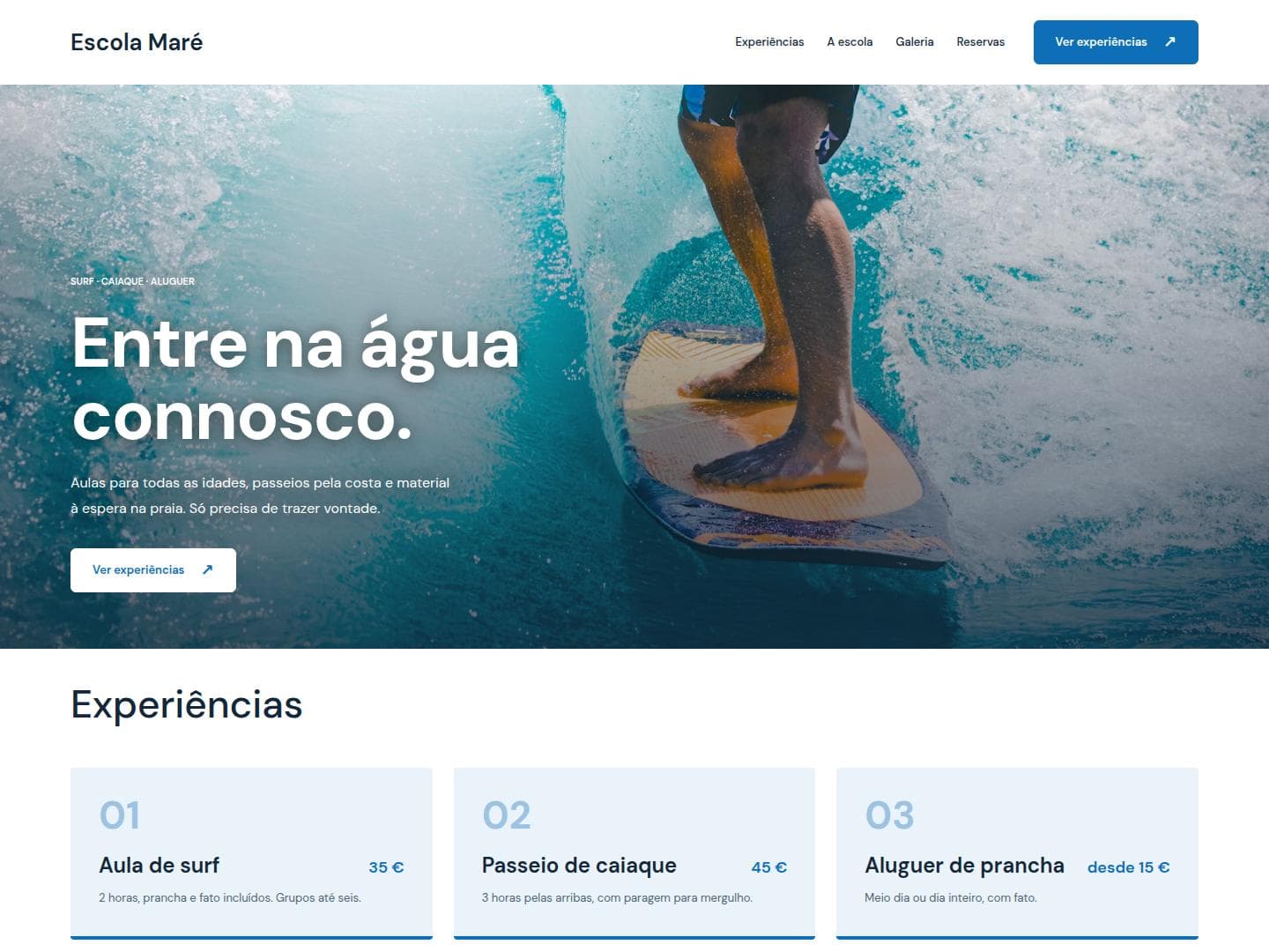 Site de exemplo do modelo Maré