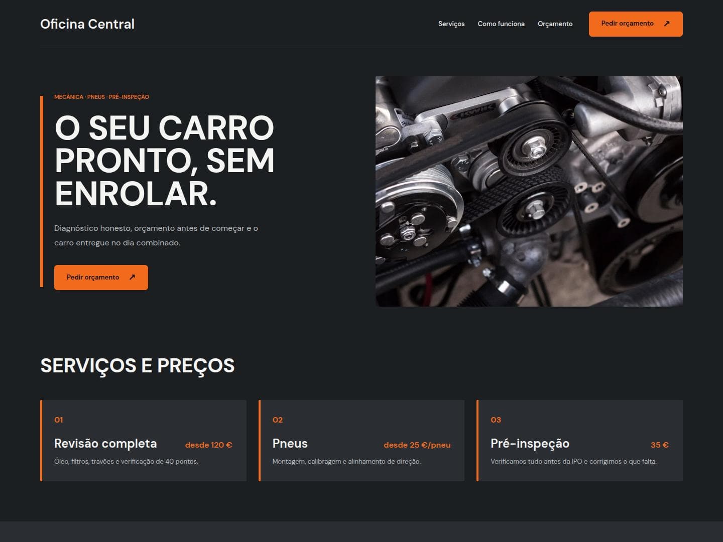 Site de exemplo do modelo Motor