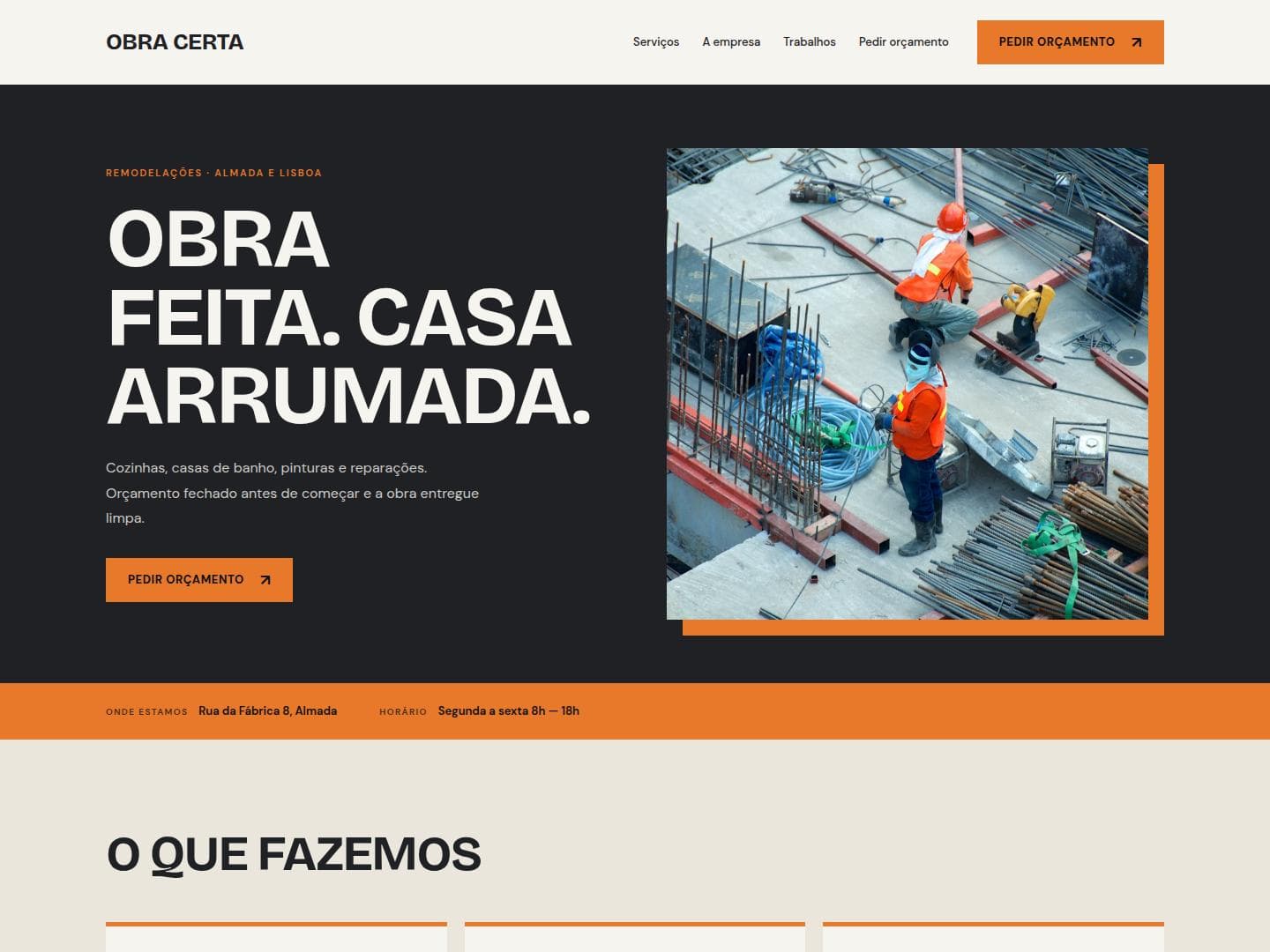 Site de exemplo do modelo Obra